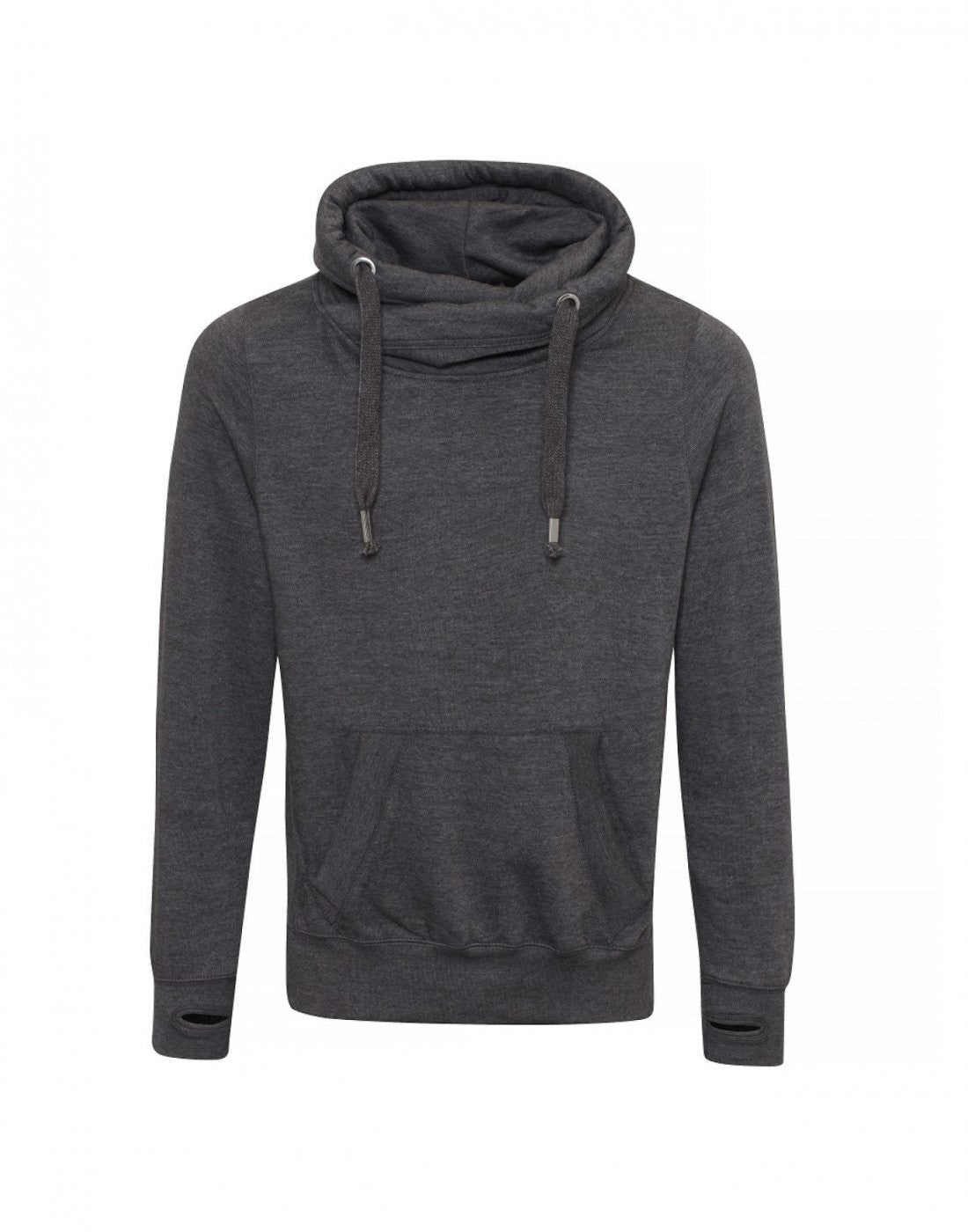 Cross Neck Hoodie | CHARCOAL
