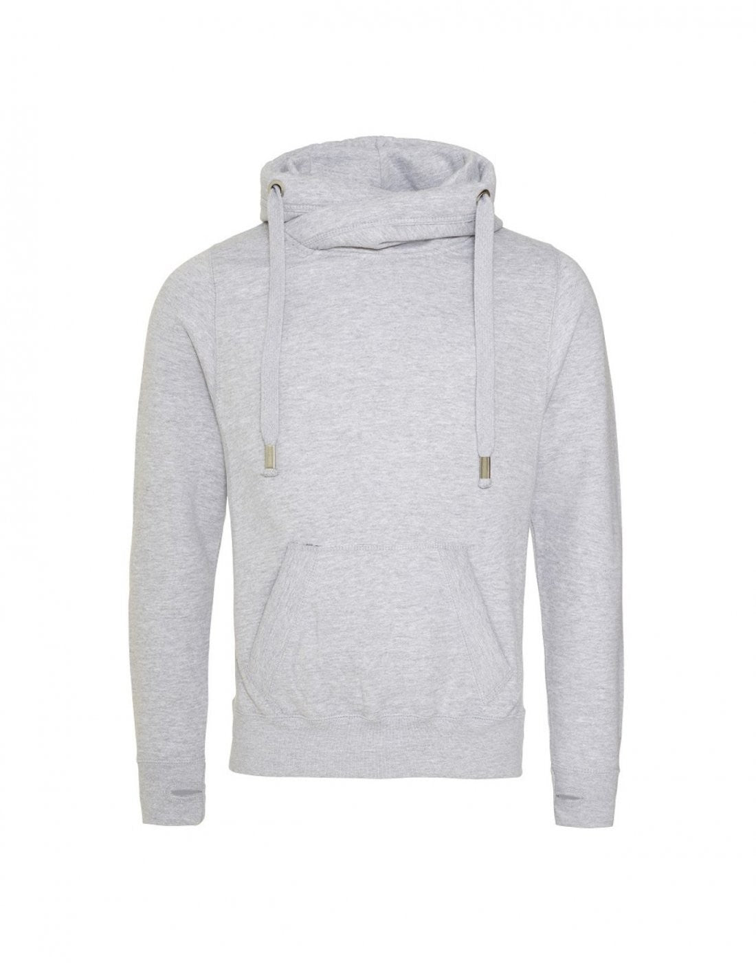 Cross Neck Hoodie | HEATHER GREY