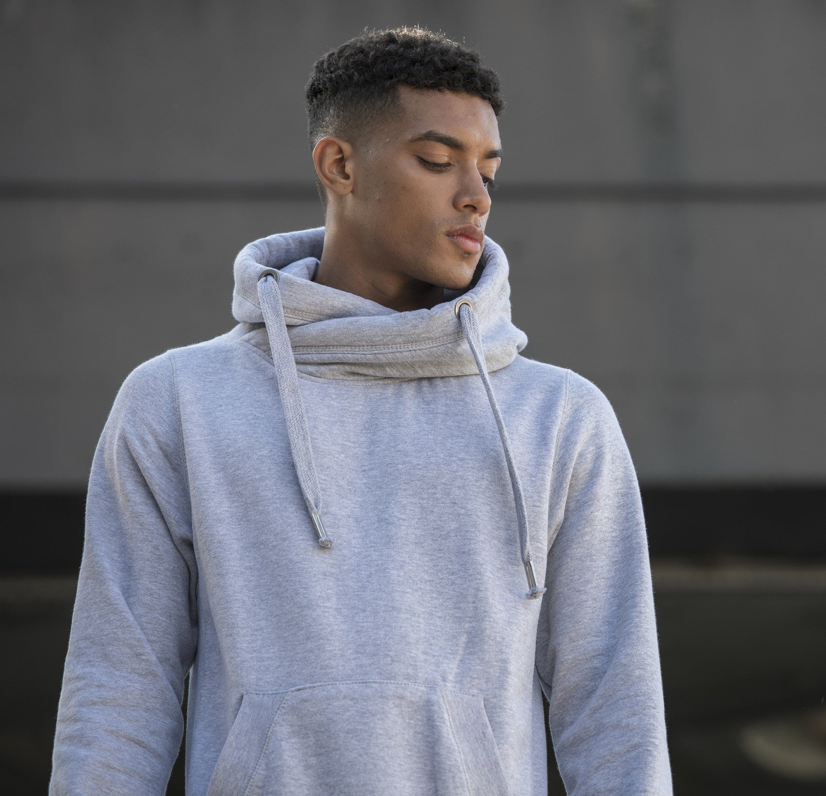 Cross Neck Hoodie | CHARCOAL