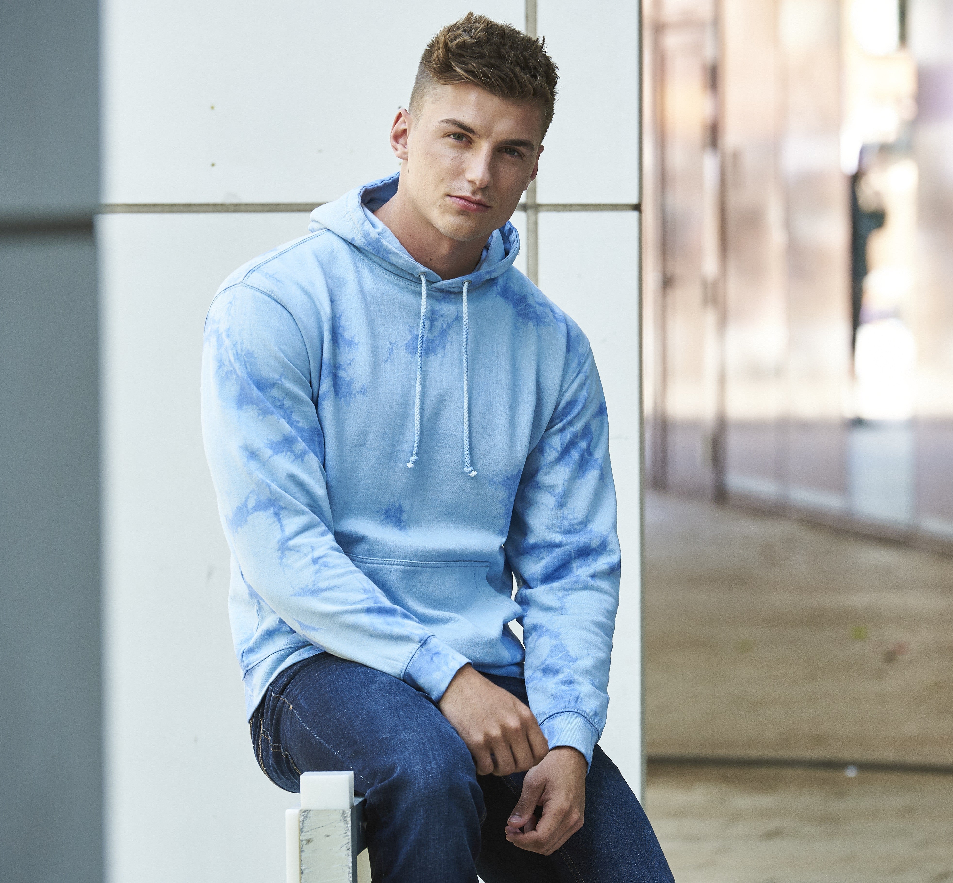 Tie-Dye Hoodie | GREY PINK MARBLE