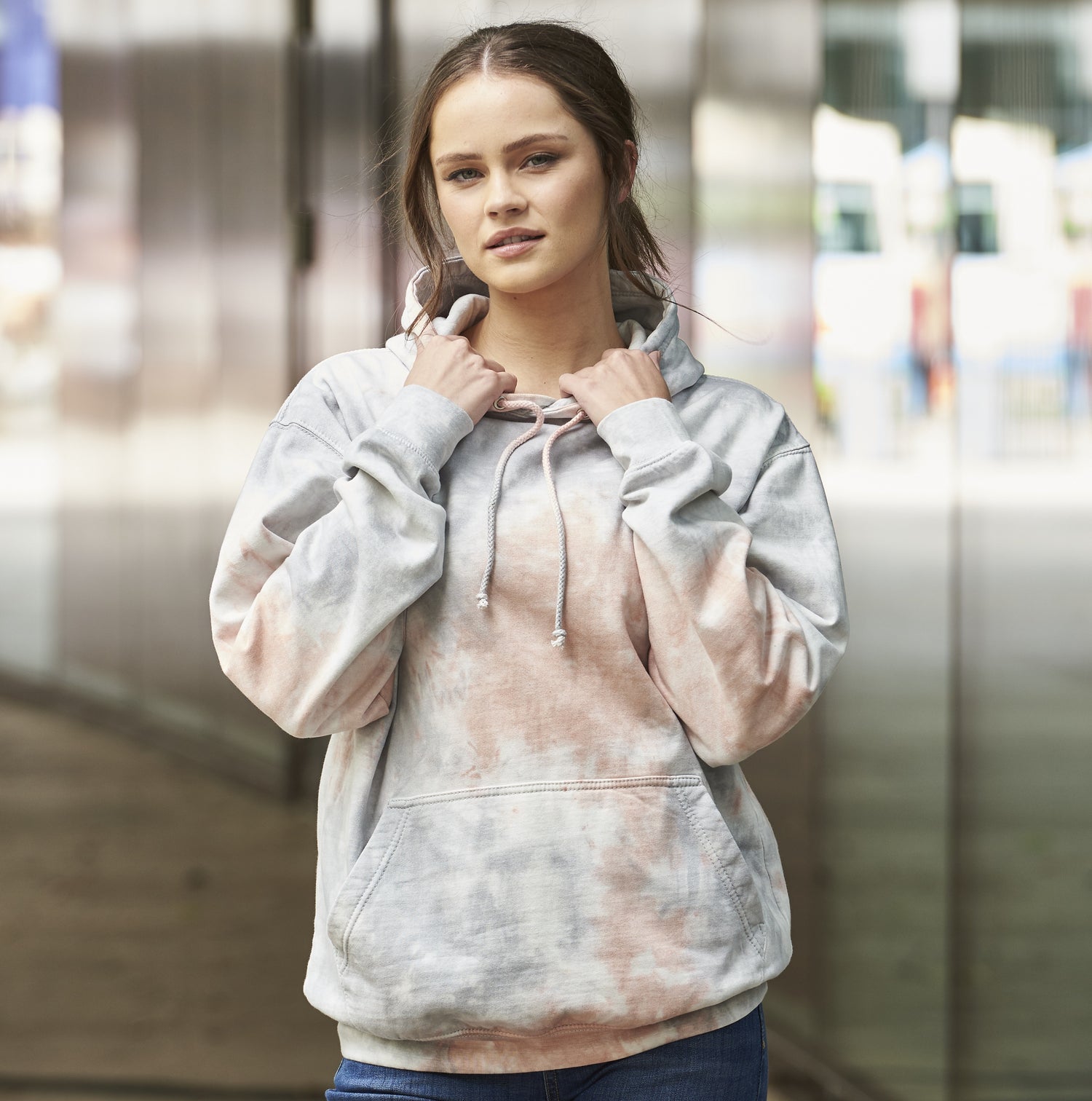 Tie-Dye Hoodie | GREY PINK MARBLE