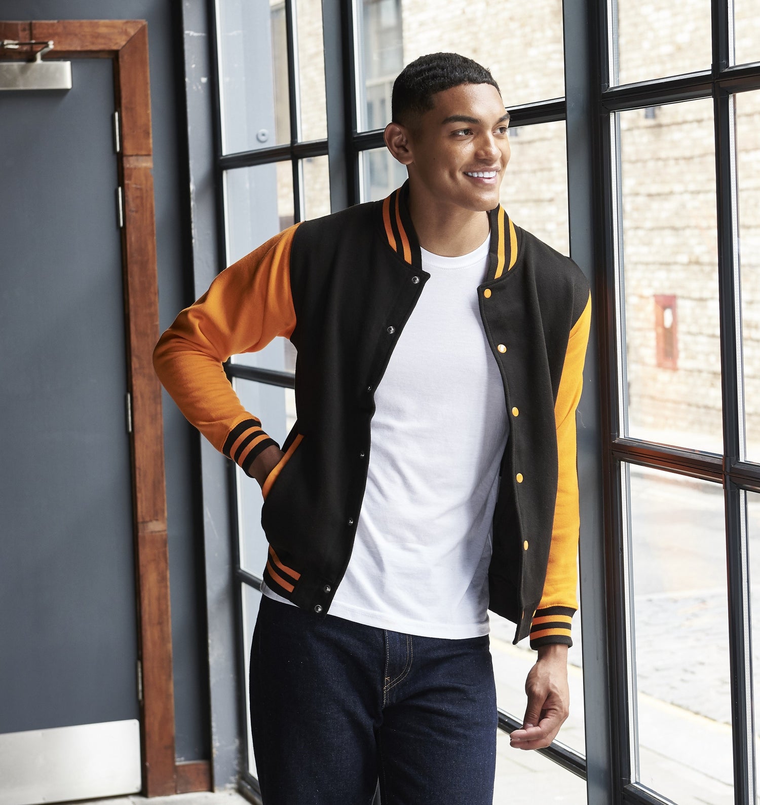 Varsity Jacket | HEATHER GREY/ARCTIC WHITE