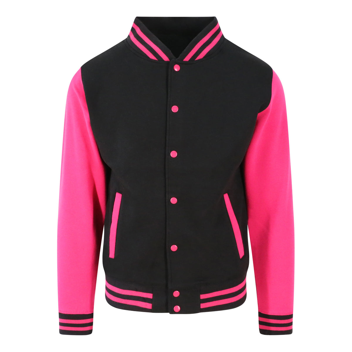 Varsity Jacket | JET BLACK/HOT PINK
