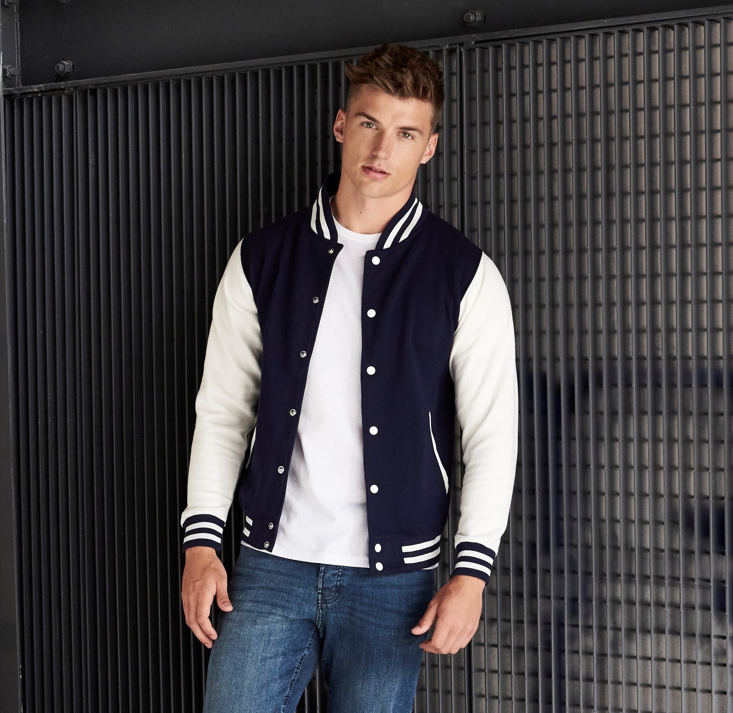 Varsity Jacket | HEATHER GREY/ARCTIC WHITE