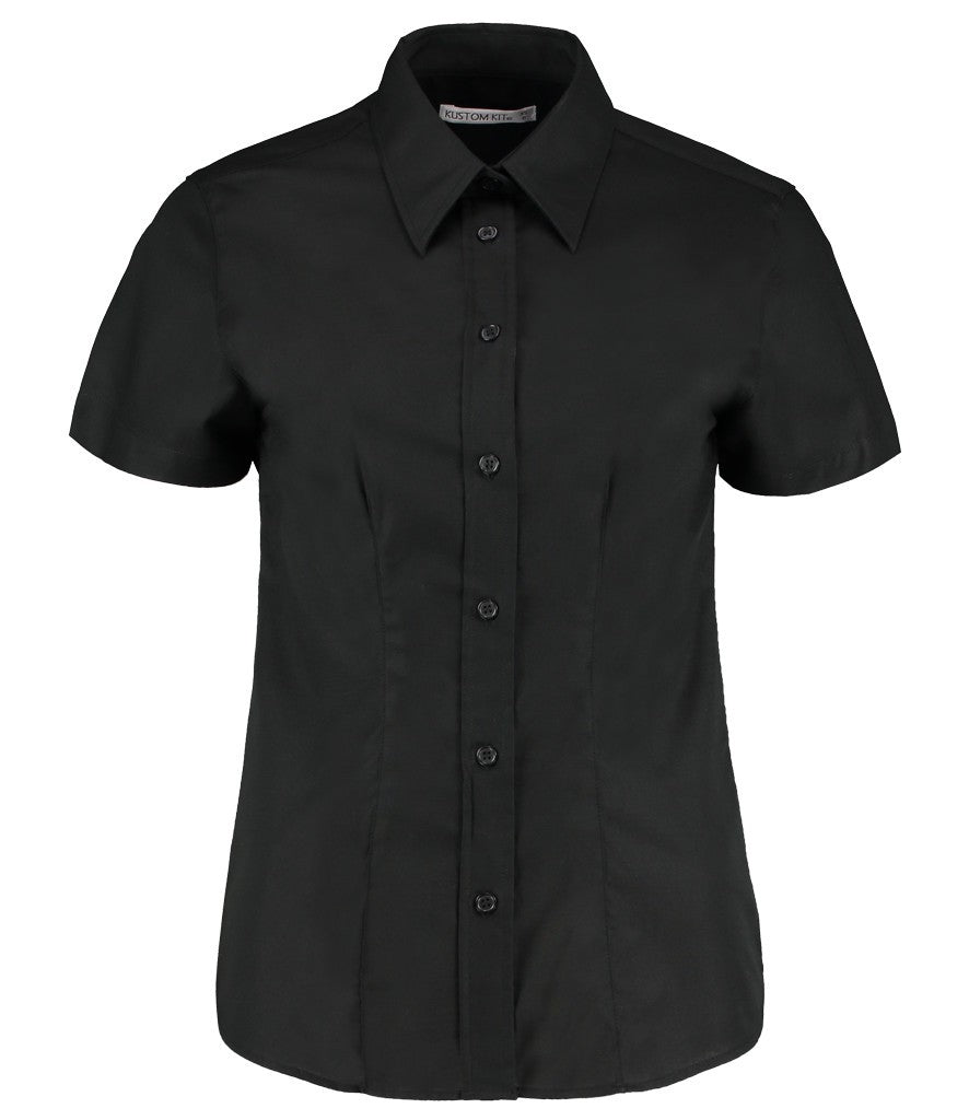 Ladies Workwear Short Sleeve Oxford Shirt | BLACK