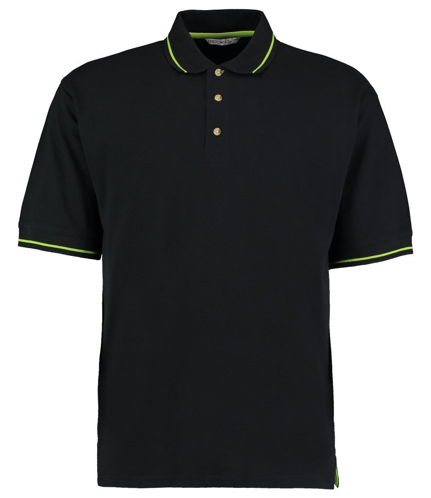 St Mellion Contrast Tipped Polo Shirt | BLACK/LIME
