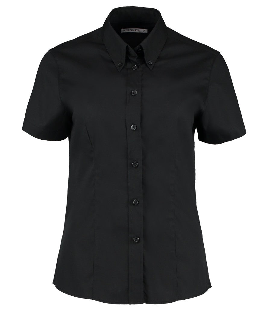 Ladies Short Sleeve Corporate Oxford Blouse | BLACK