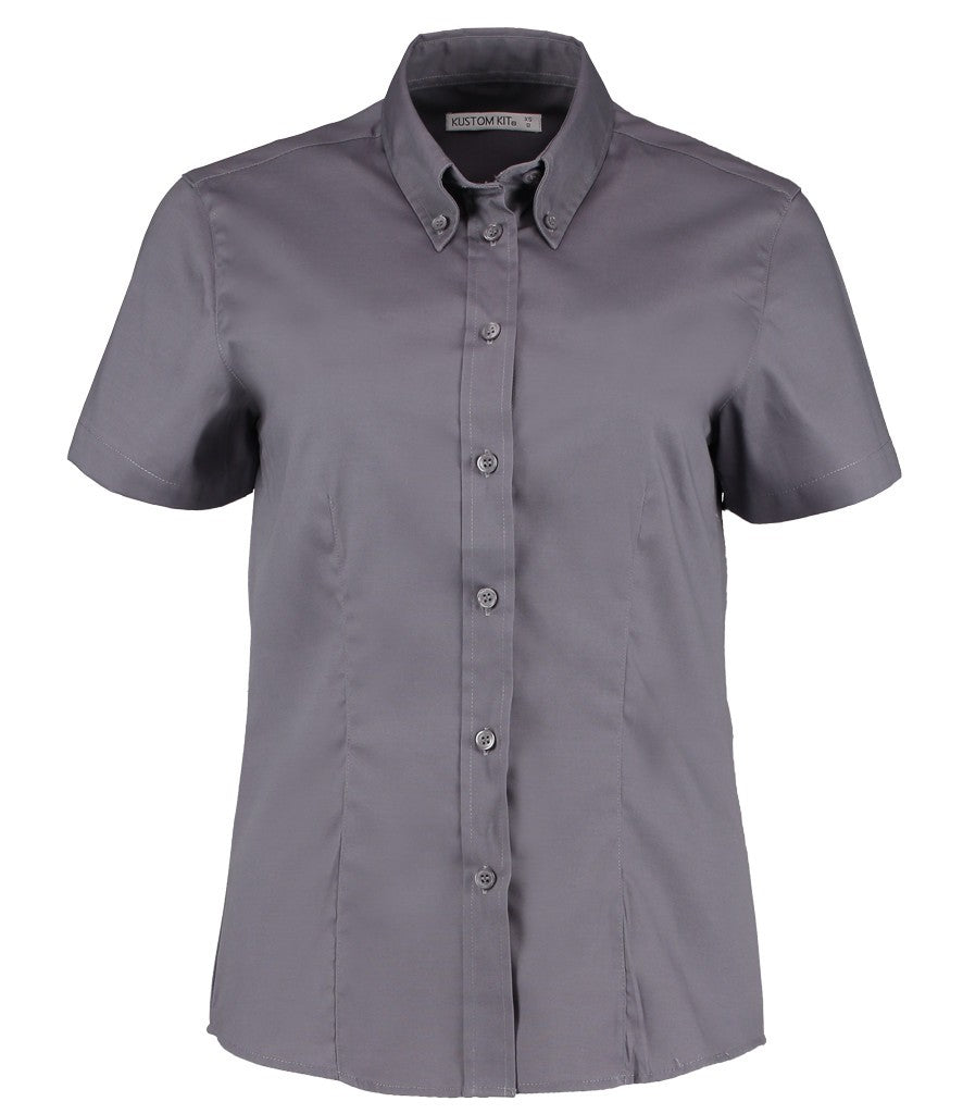 Ladies Short Sleeve Corporate Oxford Blouse | CHARCOAL