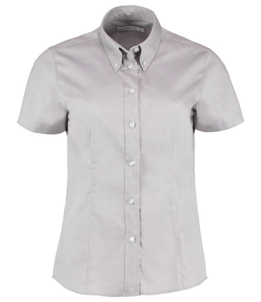 Ladies Short Sleeve Corporate Oxford Blouse | SILVER GREY