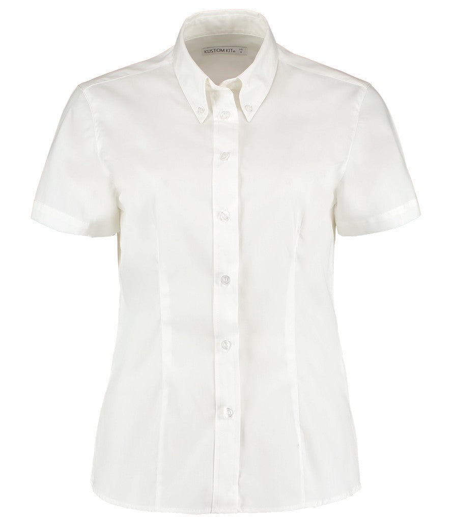 Ladies Short Sleeve Corporate Oxford Blouse | WHITE