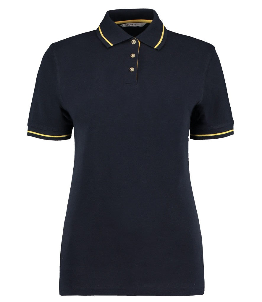 Ladies St Mellion Contrast Tipped Polo | NAVY/YELLOW
