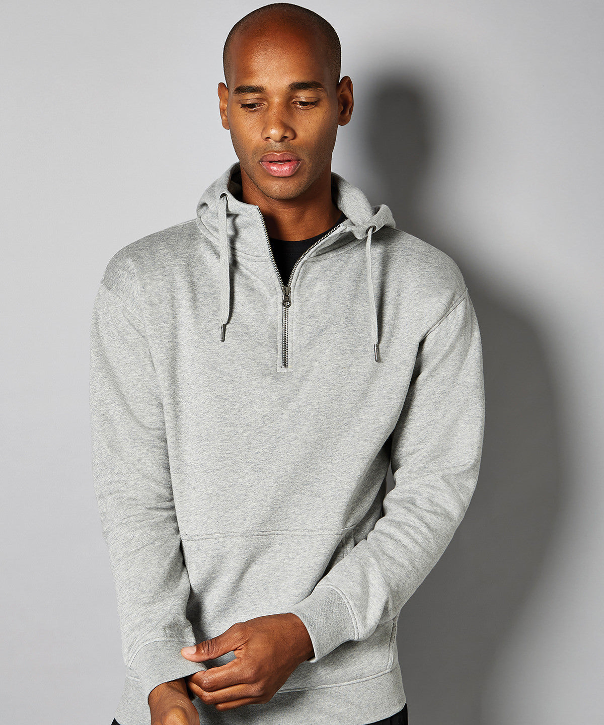 Regular Fit Quarter Zip Hoodie | BLACK