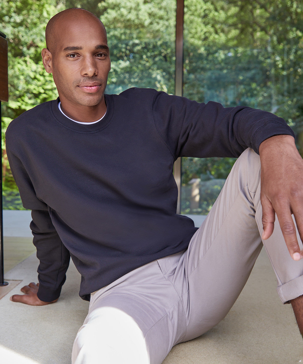 Regular Fit Pique Sweatshirt | BLACK