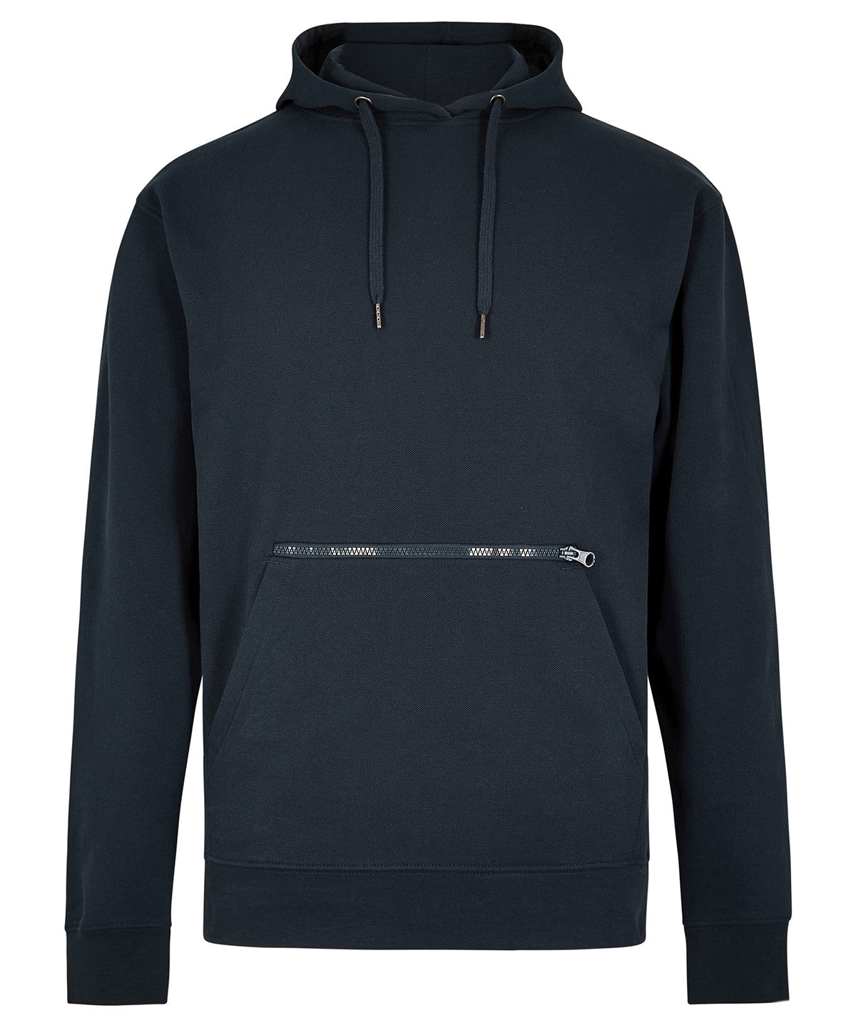Regular Fit Pique Hoodie With Zipped Pocket | NAVY