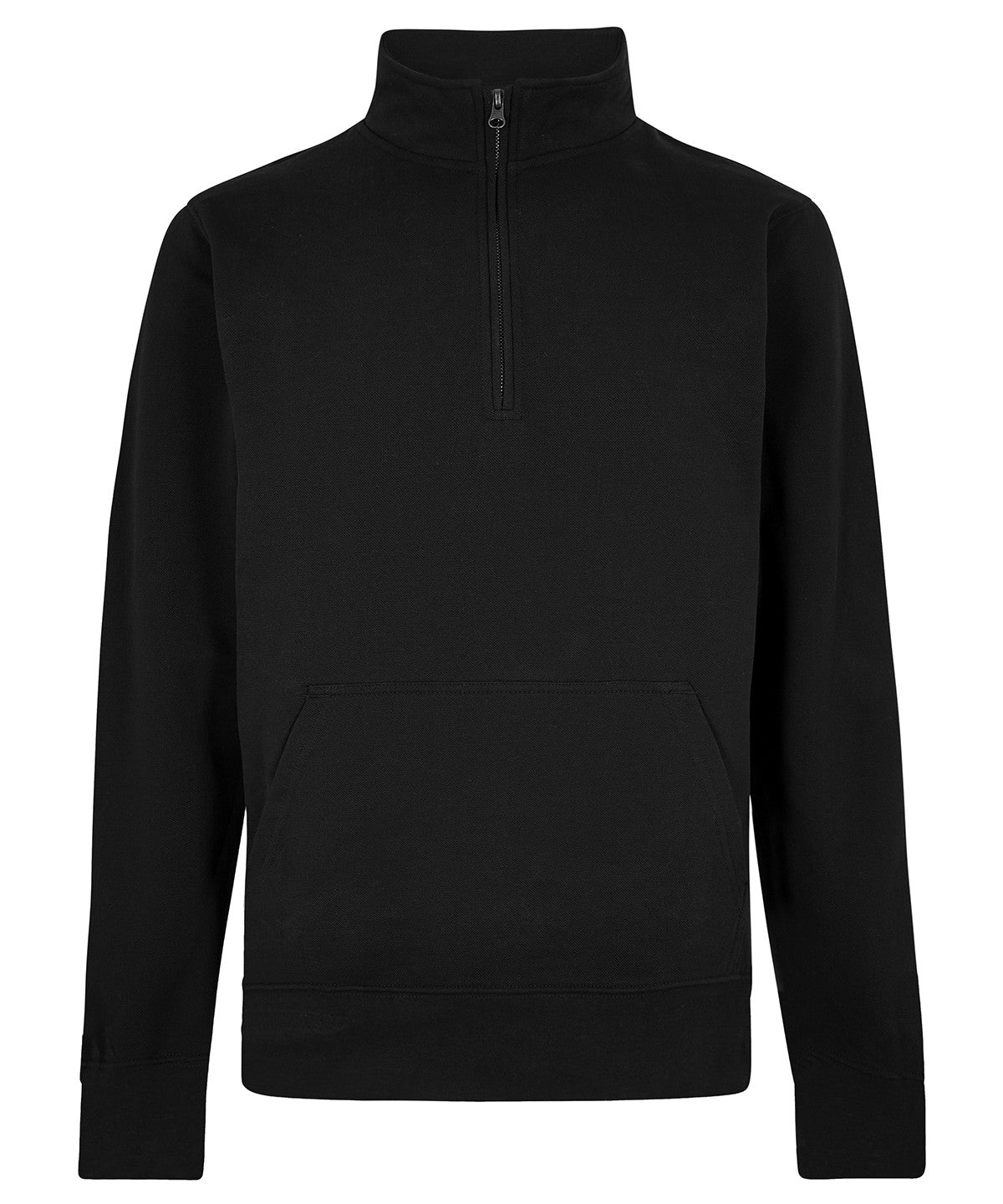 Regular Fit Quarter Zip Pique Sweatshirt | BLACK