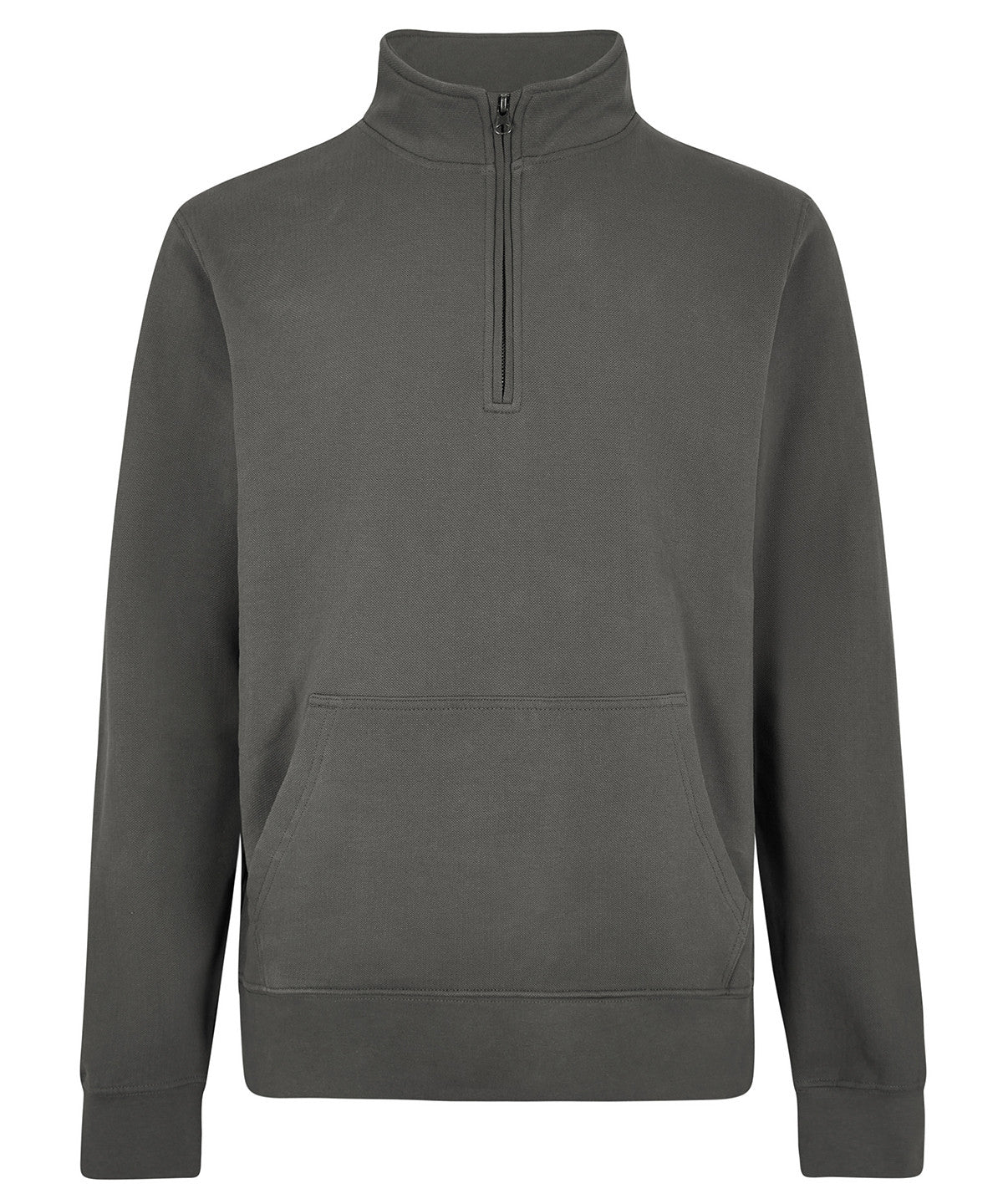 Regular Fit Quarter Zip Pique Sweatshirt | DARK GREY