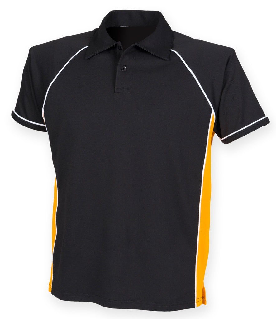 Performance Piped Polo | BLACK/AMBER/WHITE