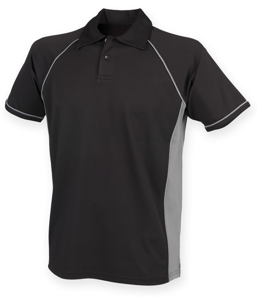 Performance Piped Polo | BLACK/GUNMETAL GREY