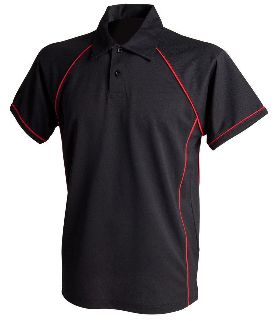 Performance Piped Polo | BLACK/RED