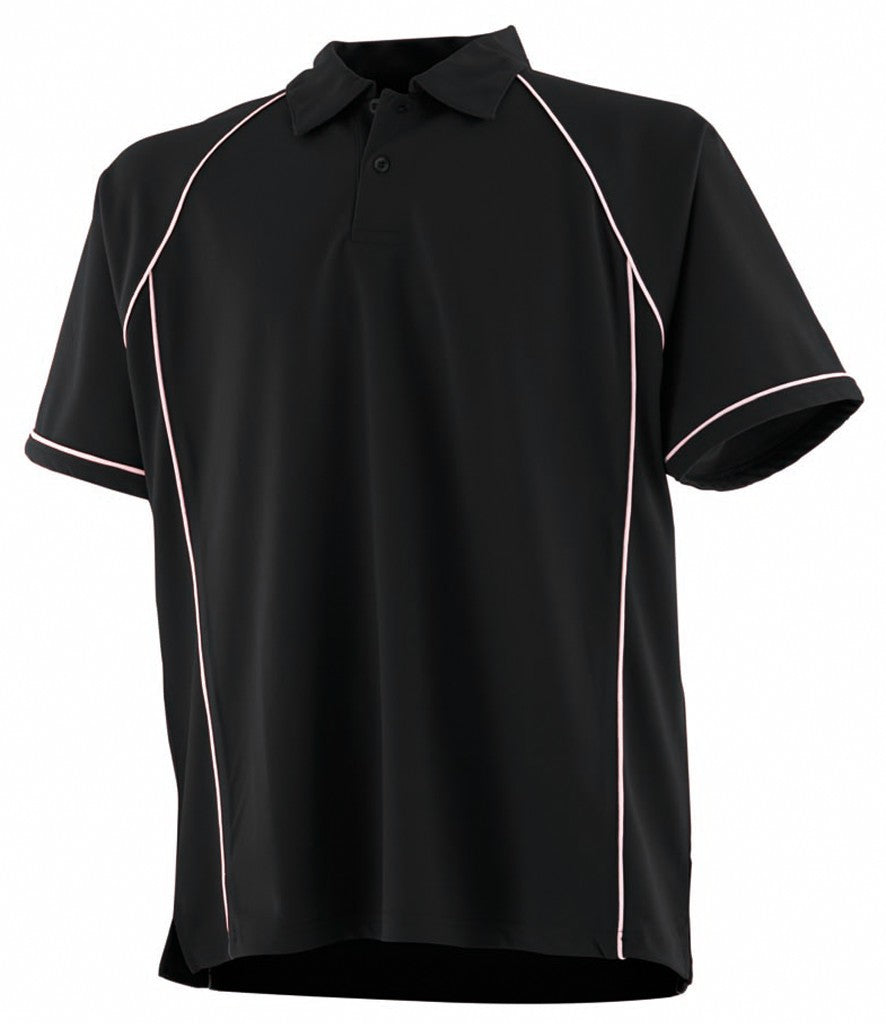 Performance Piped Polo | BLACK/WHITE