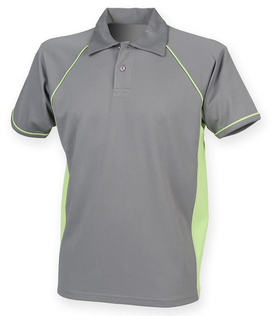 Performance Piped Polo | GUNMETAL GREY/LIME GREEN