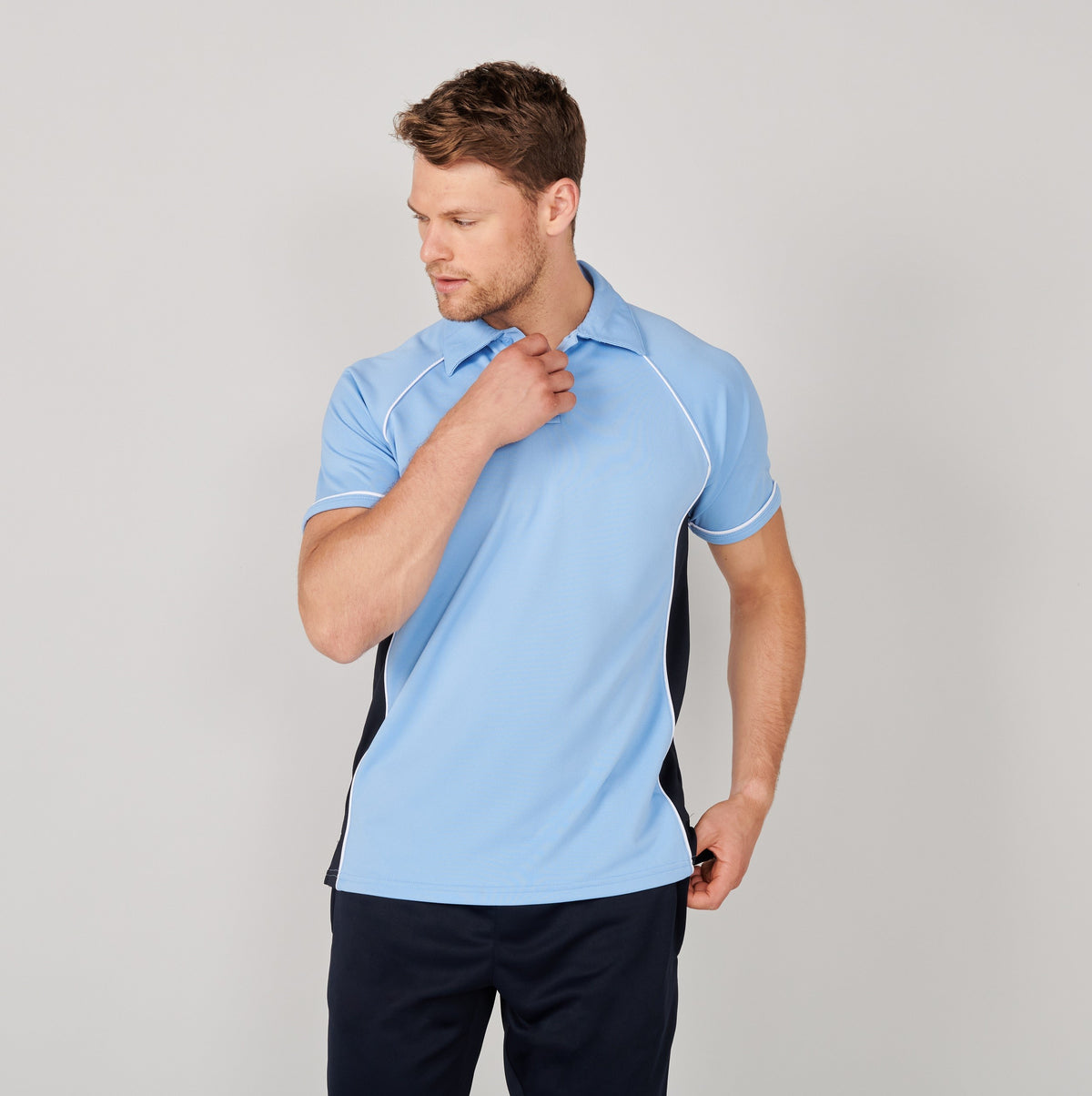 Performance Piped Polo | BLACK/GUNMETAL GREY