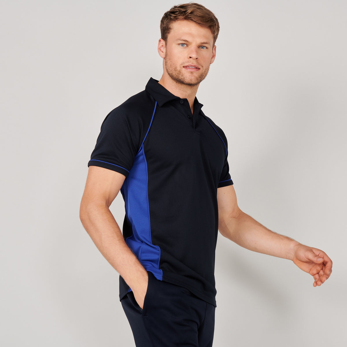 Performance Piped Polo | BLACK/GUNMETAL GREY