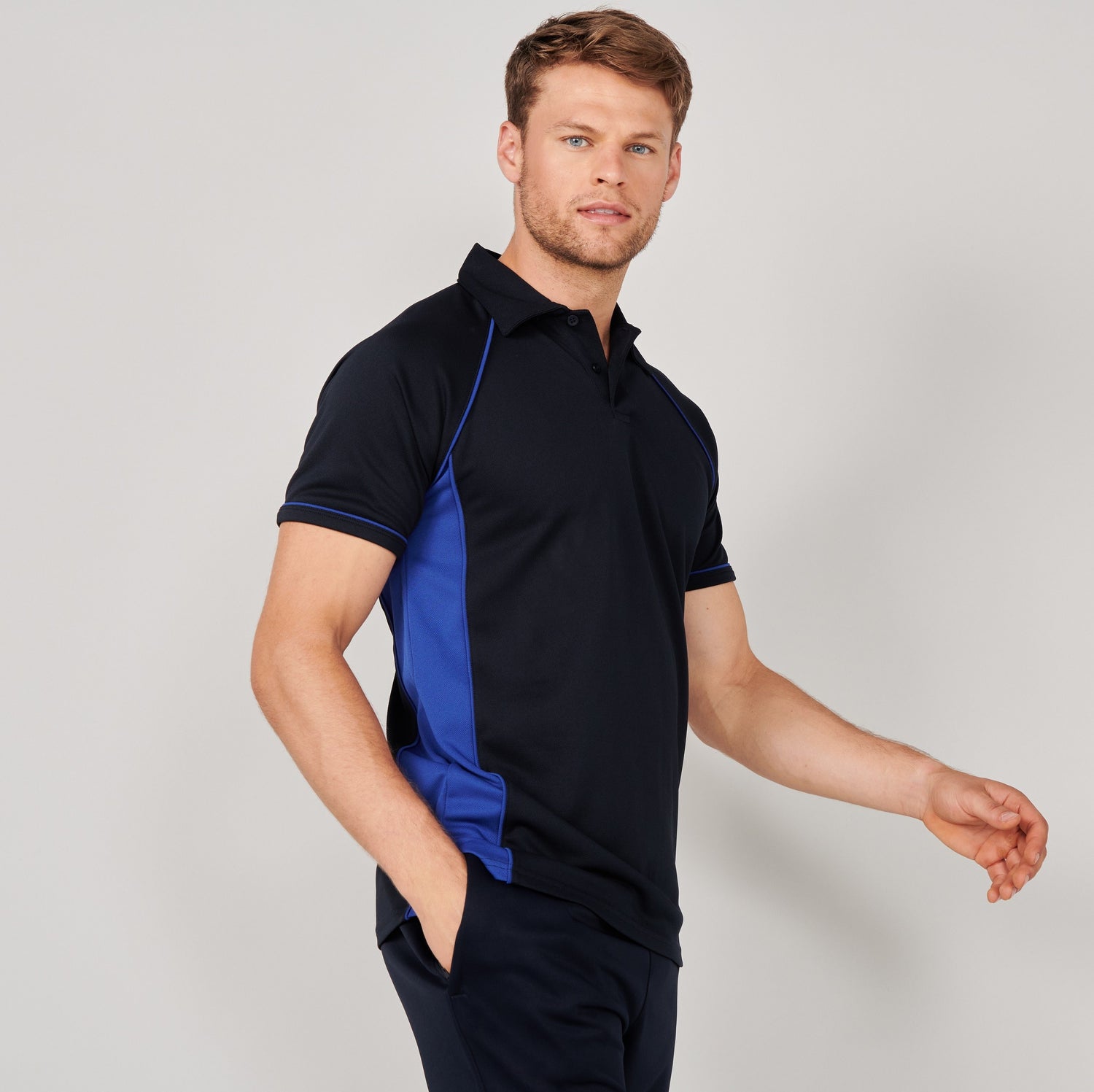 Performance Piped Polo | BLACK/GUNMETAL GREY
