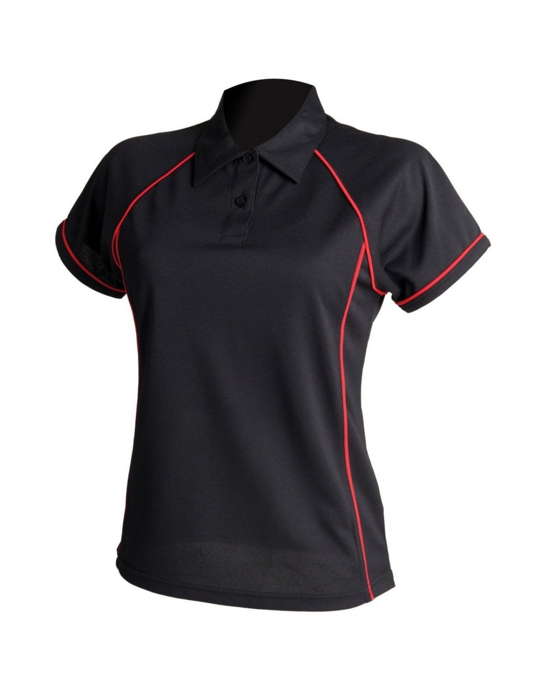 Ladies Performance Piped Polo | BLACK/RED