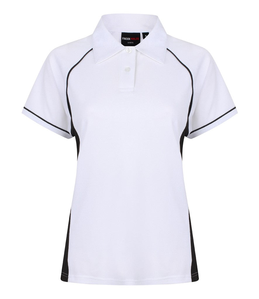 Ladies Performance Piped Polo | WHITE/BLACK/BLACK