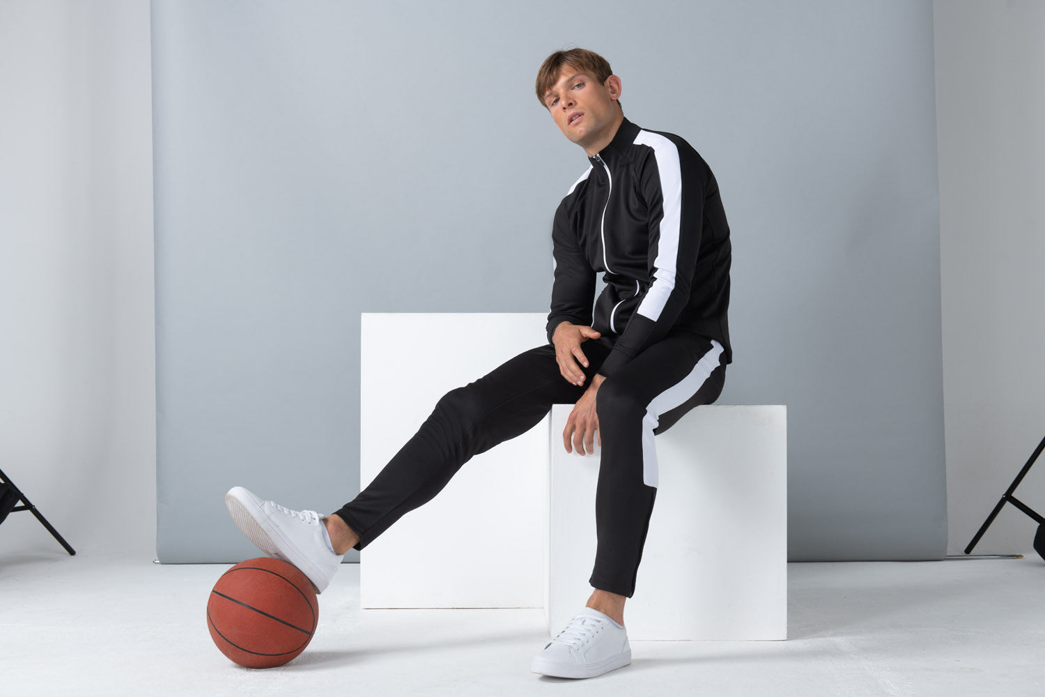 Knitted Tracksuit Pants | NAVY/SKY