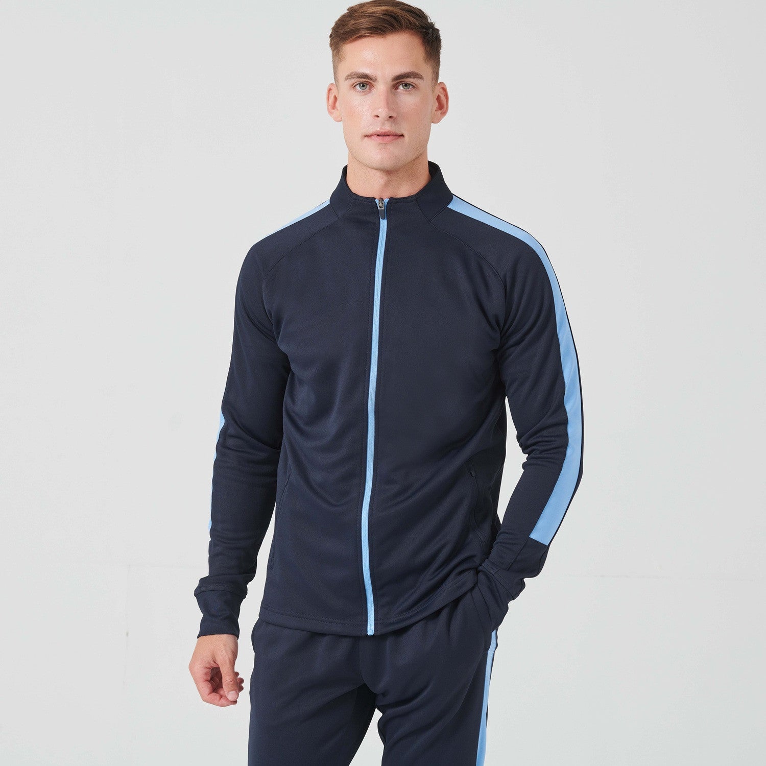 Knitted Tracksuit Top | NAVY/WHITE