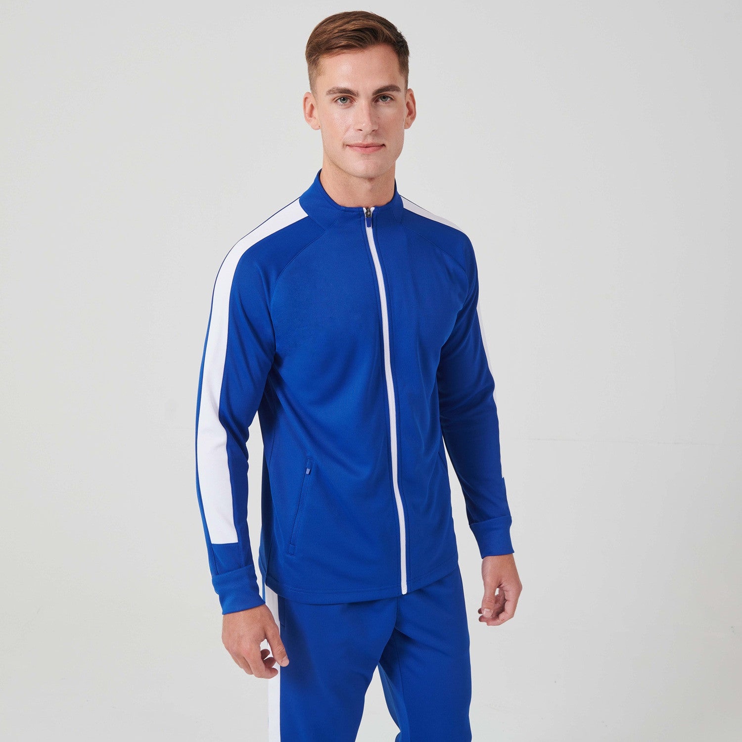 Knitted Tracksuit Top | ROYAL/WHITE