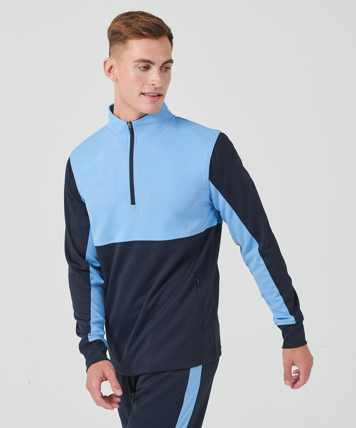 Quarter Zip Tracksuit Top | BLACK/EMERALD