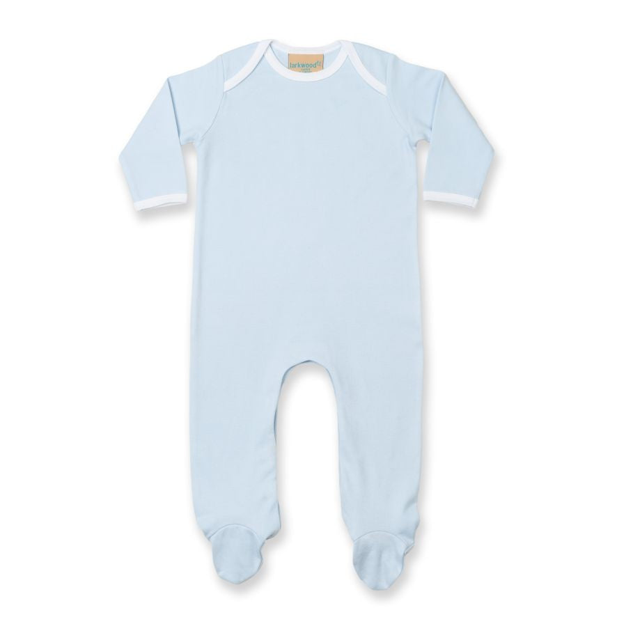 Contrast Long Sleeve Sleepsuit | PALE BLUE/WHITE