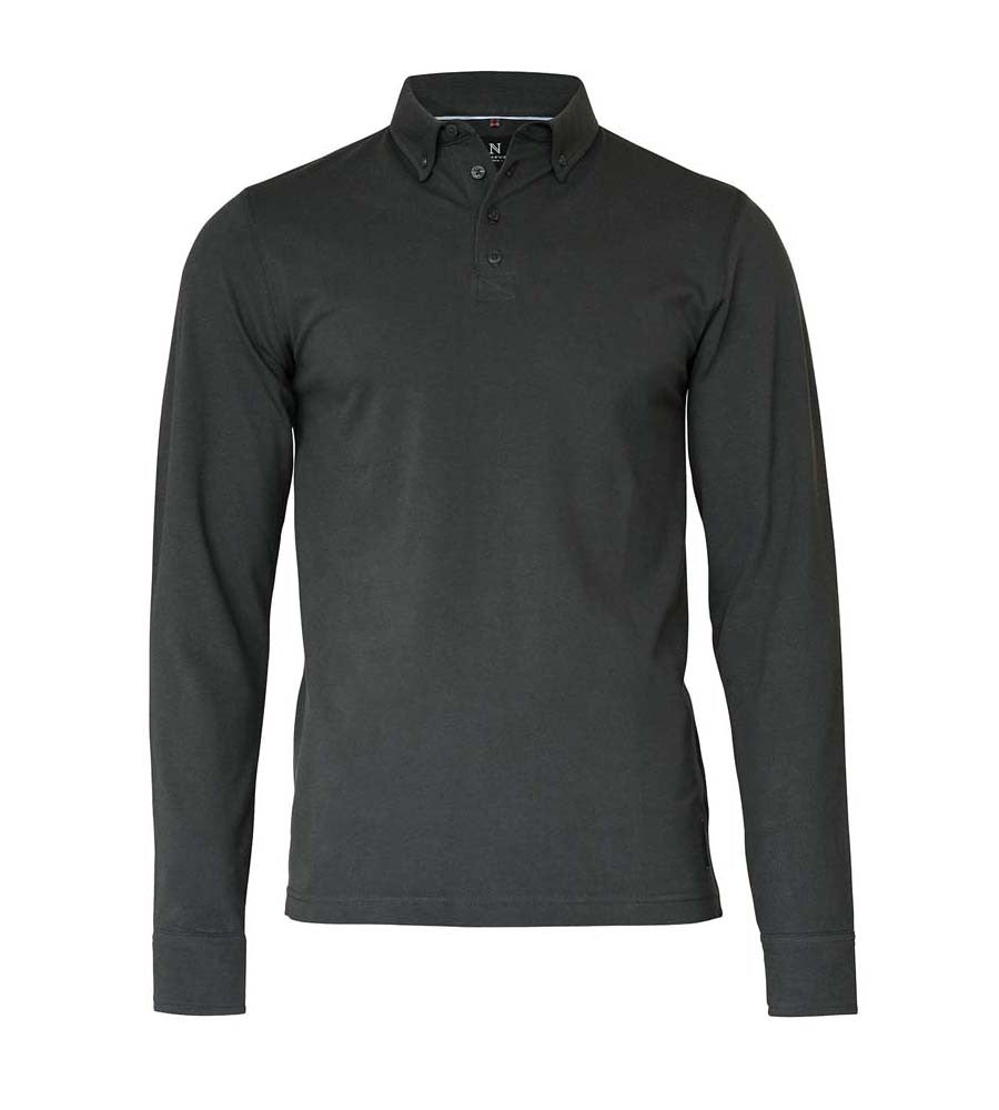 Carlington, Deluxe Long Sleeve Polo | CHARCOAL