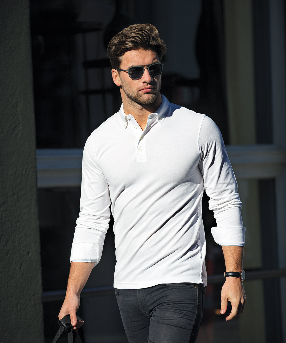 Carlington, Deluxe Long Sleeve Polo | BLACK