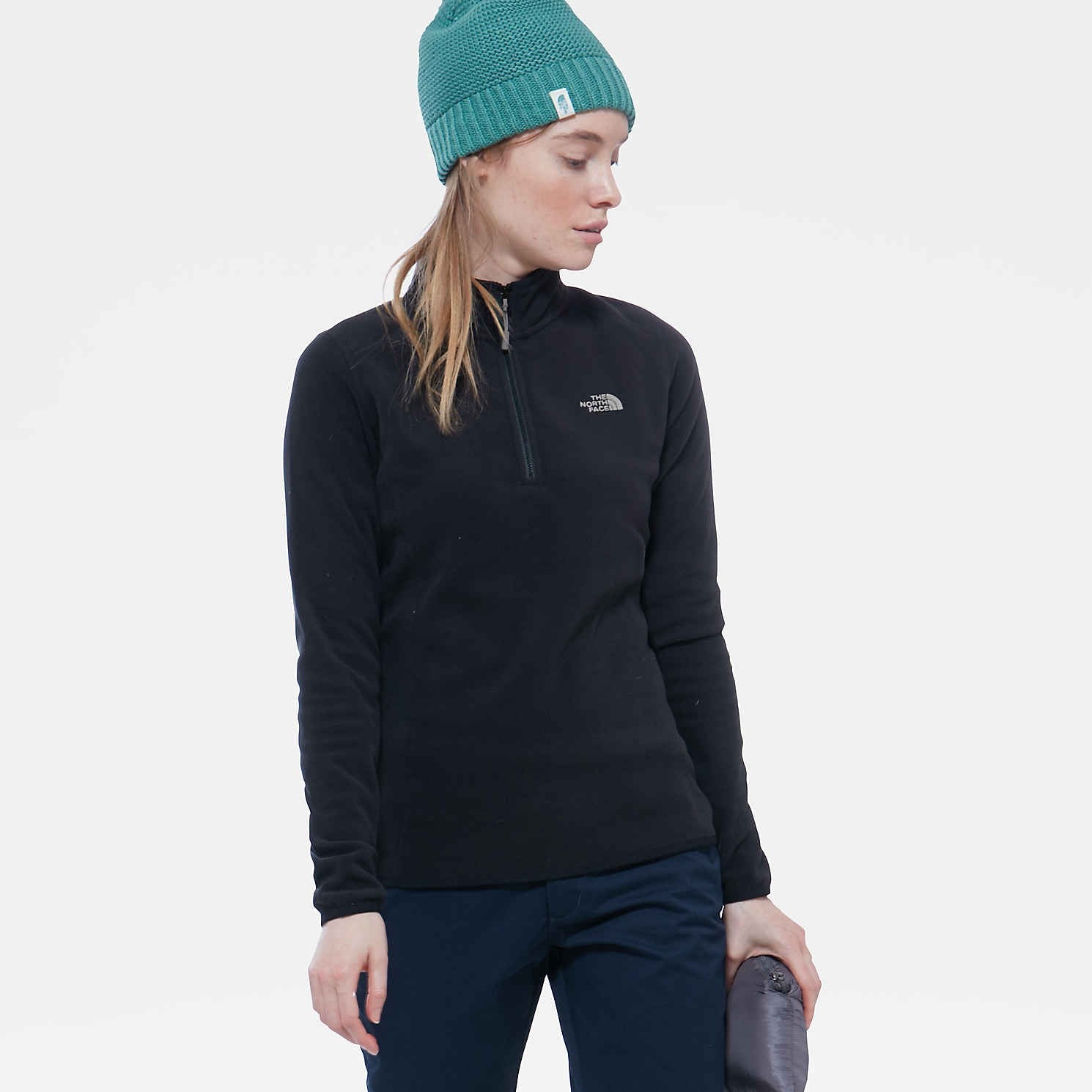 The North Face Ladies 100 Glacier Quart Zip Fleece | BLACK