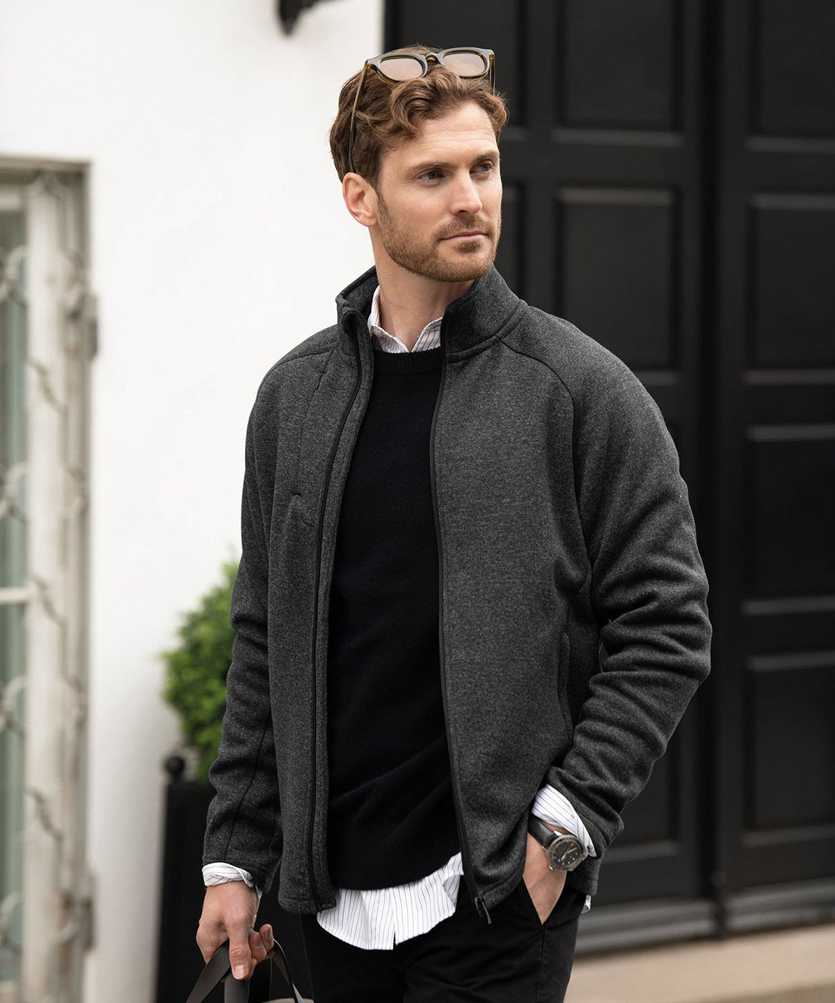 Montana Knitted Fleece Jacket | DARK GREY MELANGE