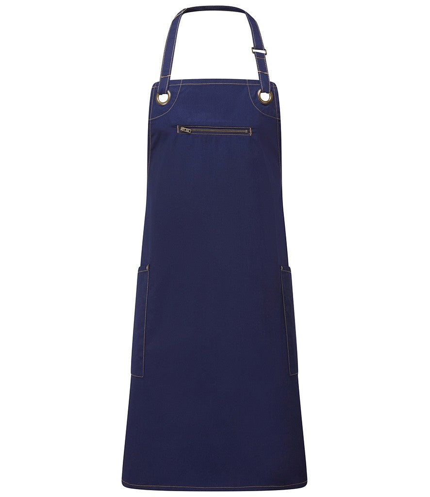 Barley Sustainable Bib Apron | NAVY/CAMEL