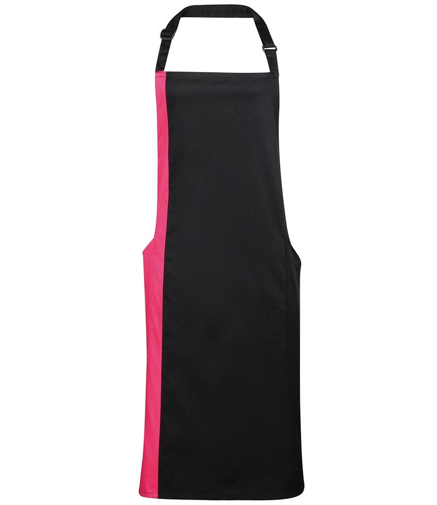 Contrast Bib Apron | BLACK/HOT PINK