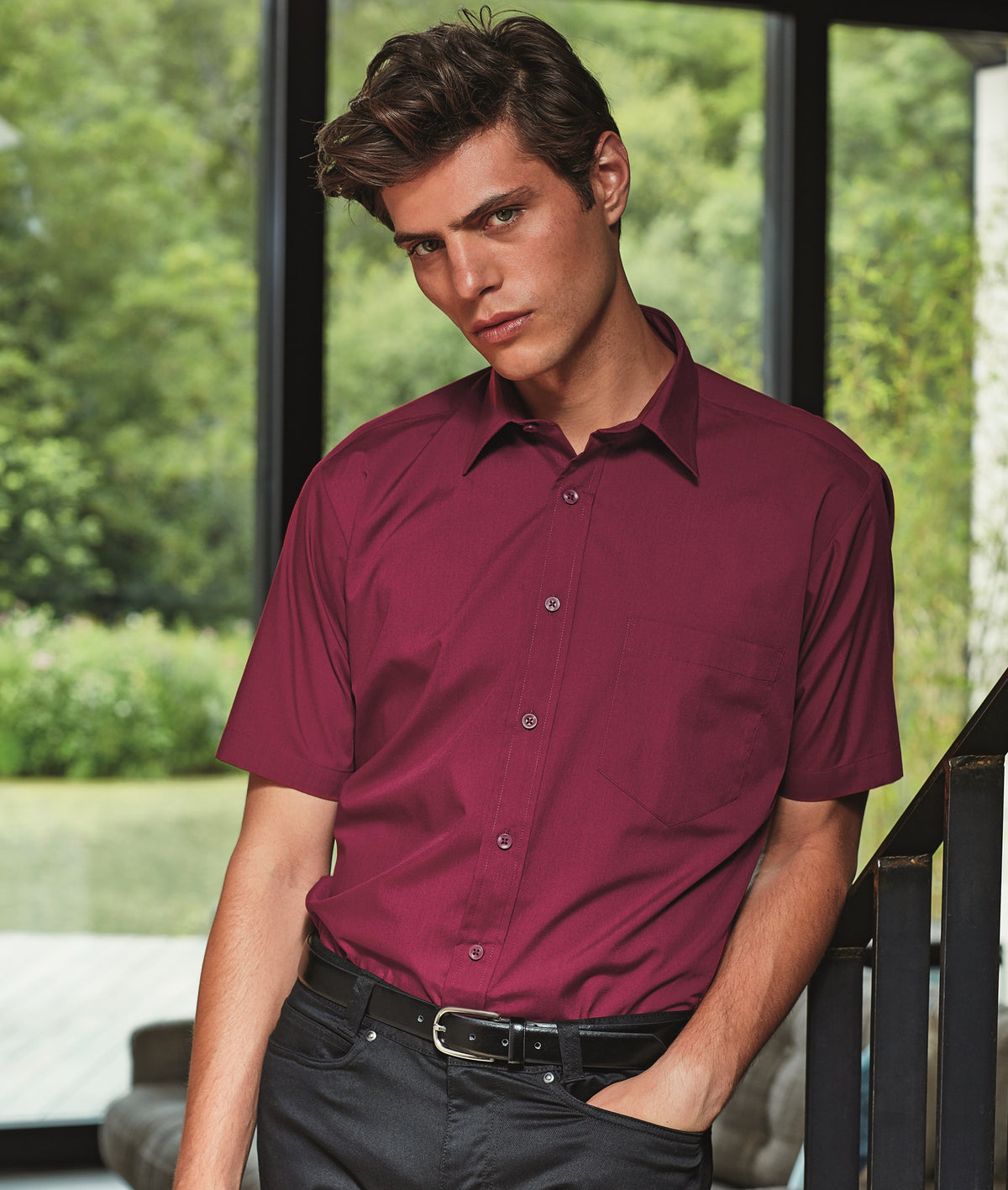 Poplin Short Sleeve Shirt | PURPLE