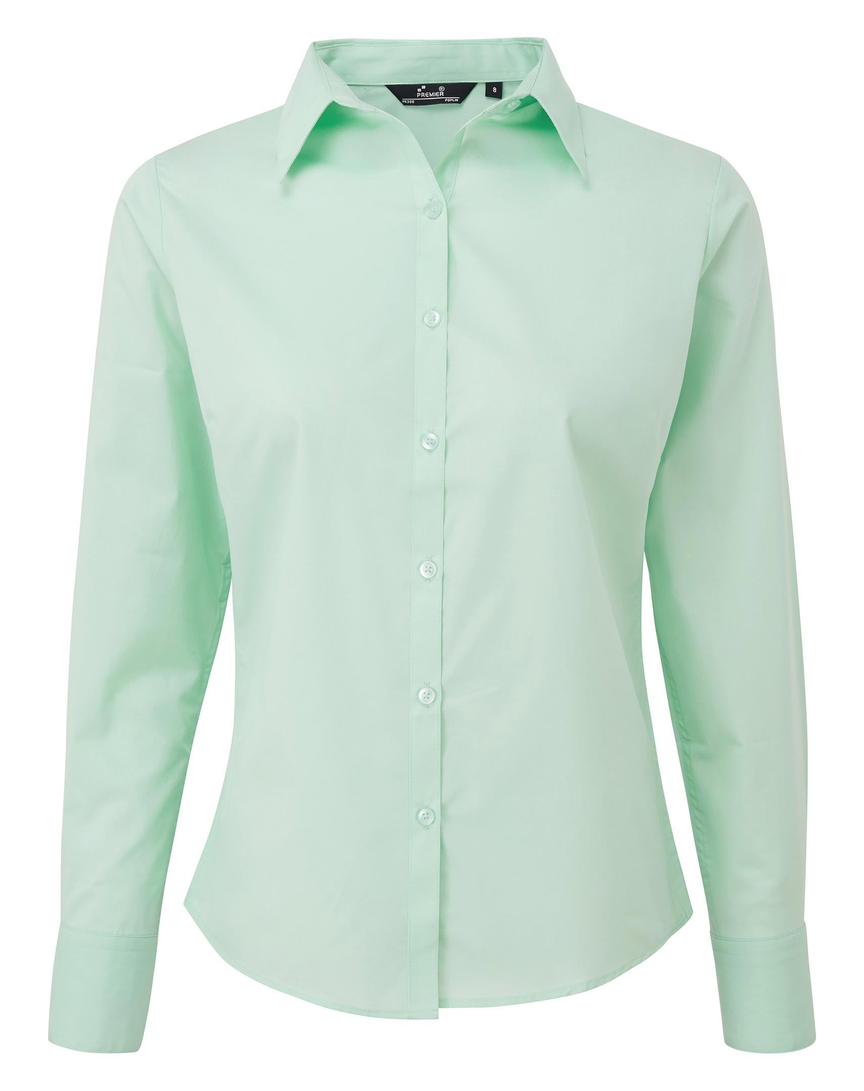 Ladies Poplin Long Sleeved Shirt | AQUA