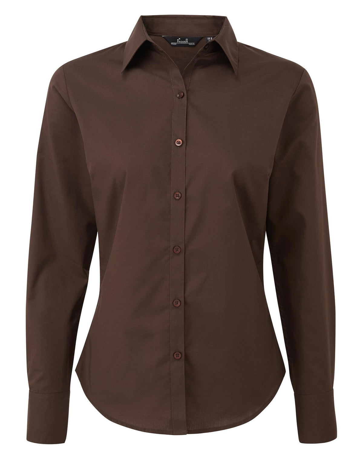 Ladies Poplin Long Sleeved Shirt | BROWN