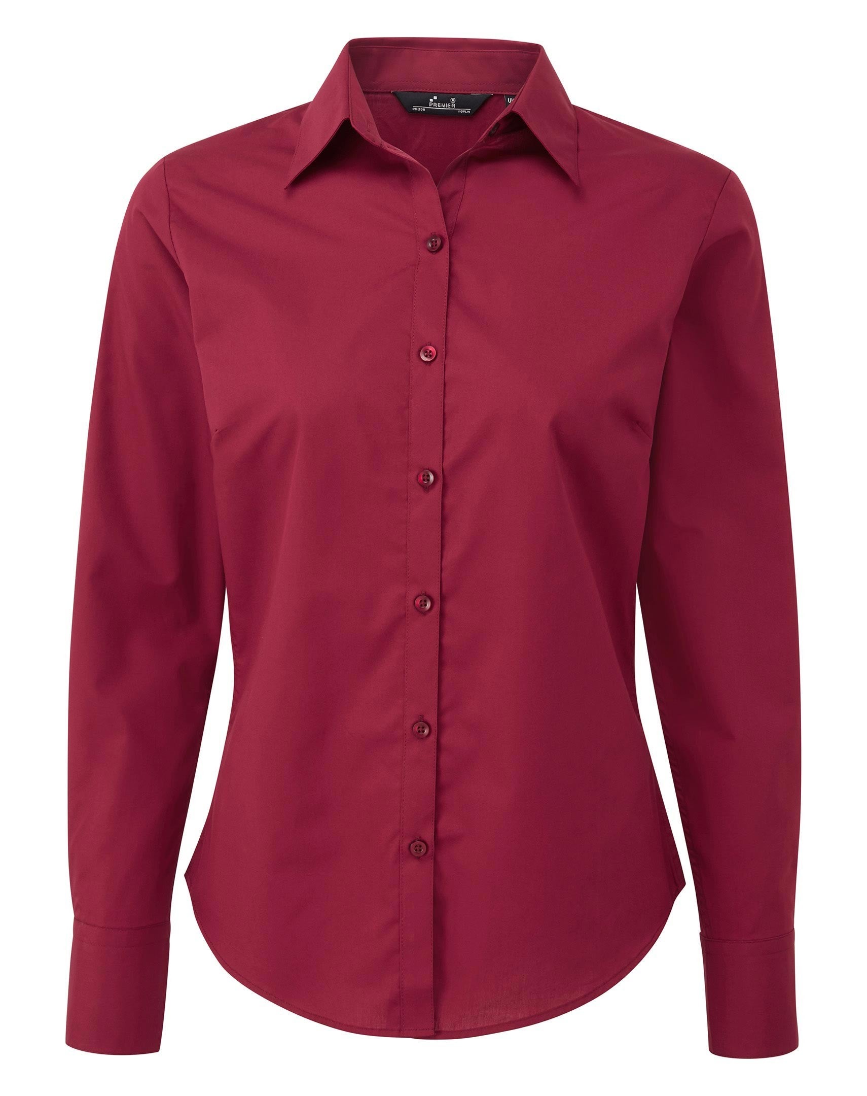 Ladies Poplin Long Sleeved Shirt | BURGUNDY