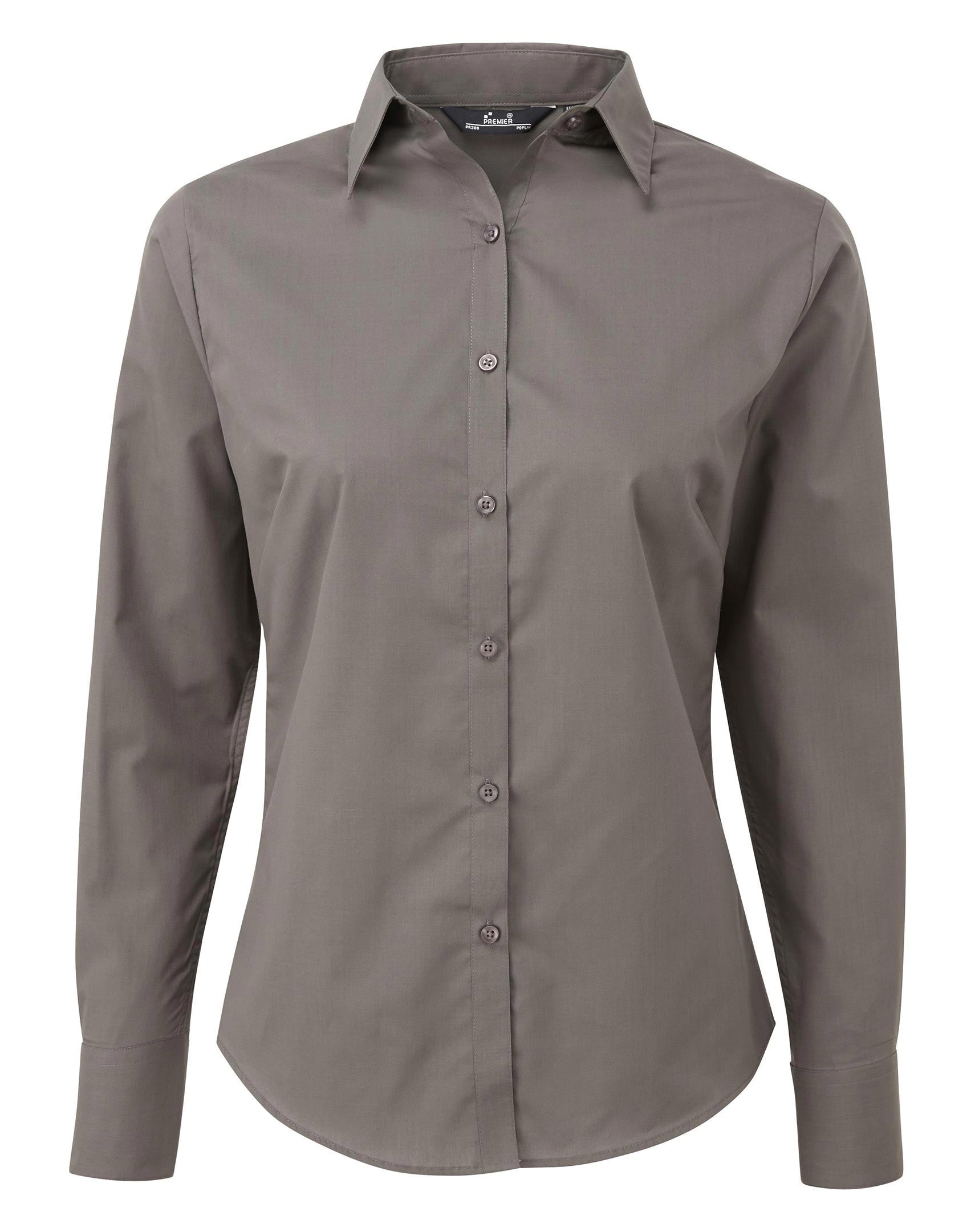 Ladies Poplin Long Sleeved Shirt | DARK GREY