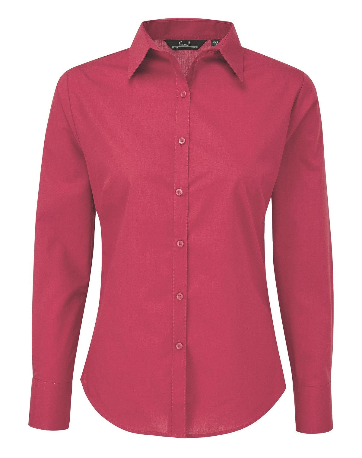 Ladies Poplin Long Sleeved Shirt | HOT PINK