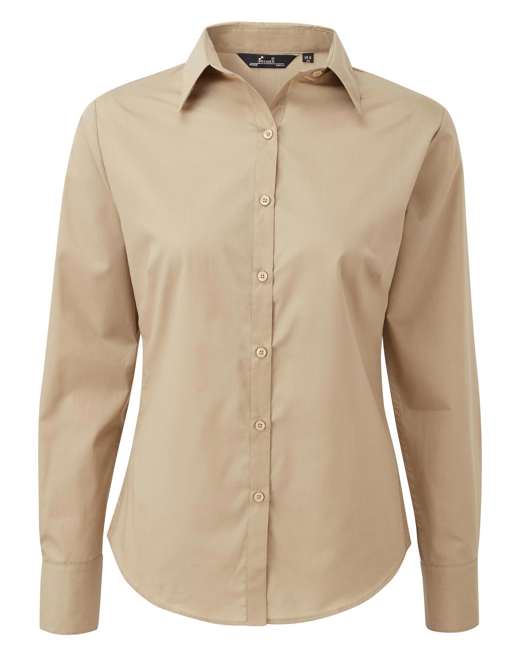 Ladies Poplin Long Sleeved Shirt | KHAKI