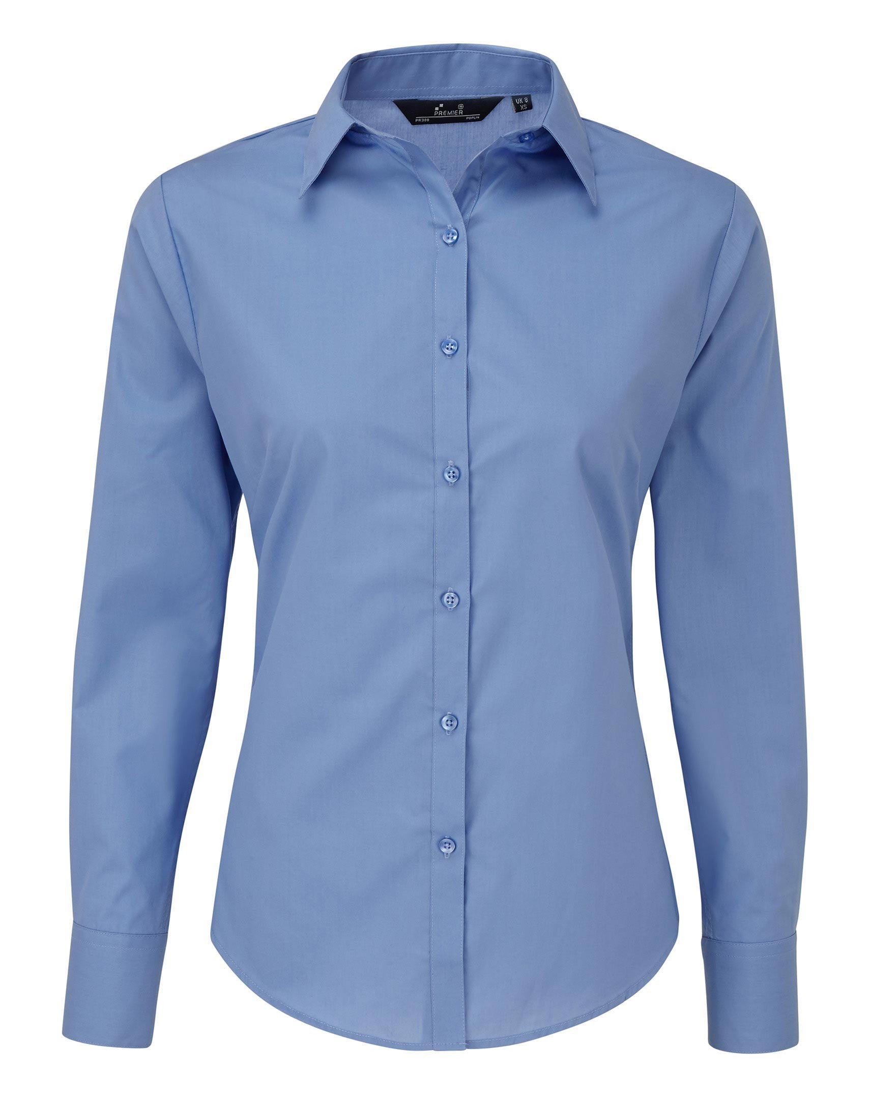 Ladies Poplin Long Sleeved Shirt | MID BLUE