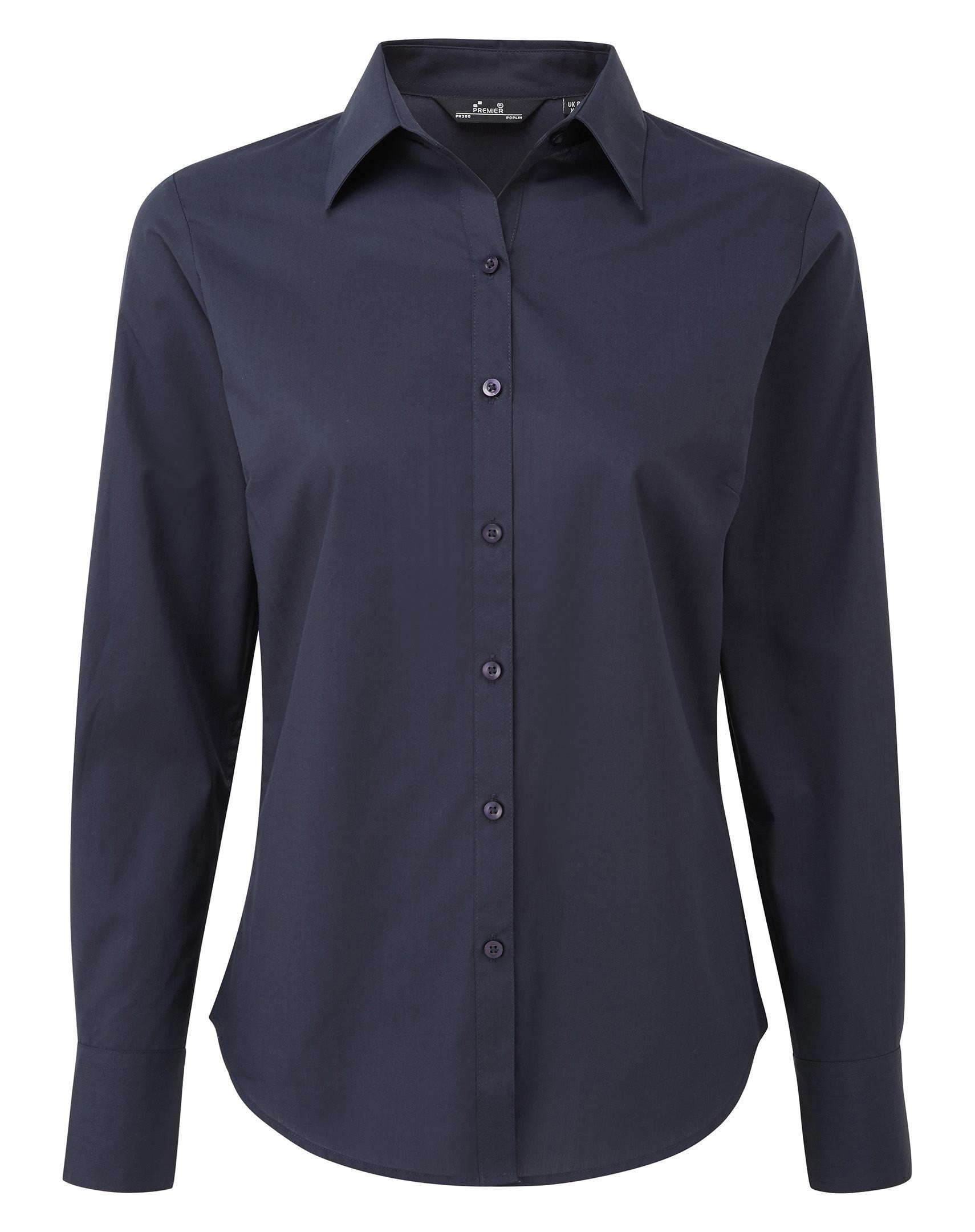 Ladies Poplin Long Sleeved Shirt | NAVY
